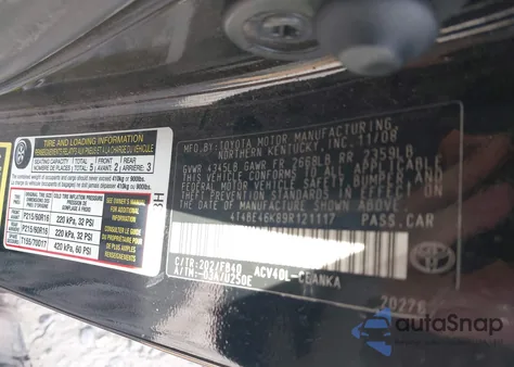 2009 Toyota Camry Le from USA, damaged, VIN 4T4BE46K89R121117